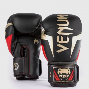Venum Elite Boxkesztyű  - Black/Gold/Red